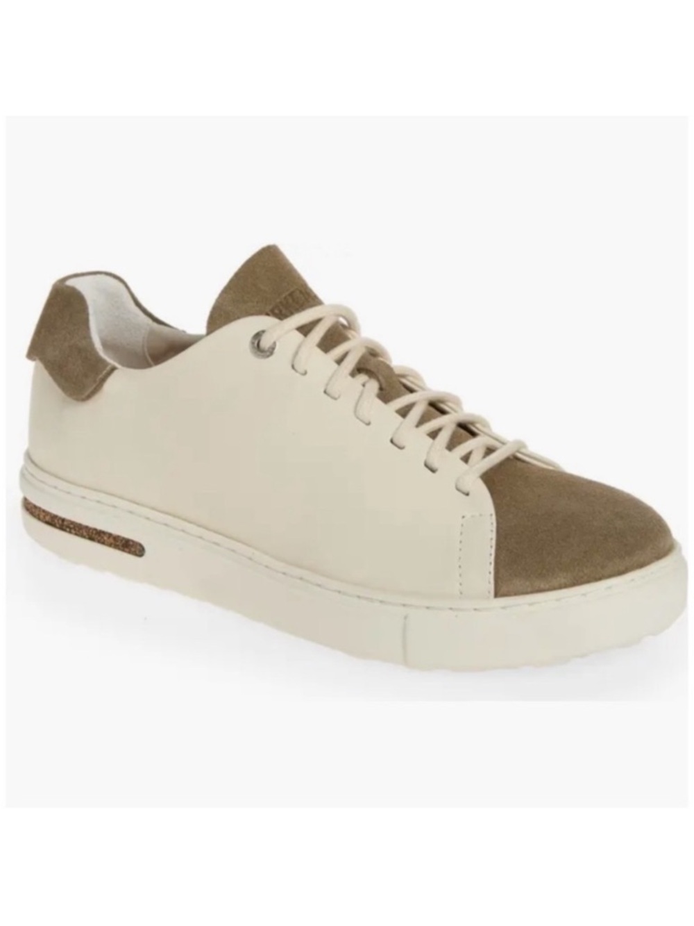 New Birkenstock Cream and Brown Suede Toe Low-Top Sneakers